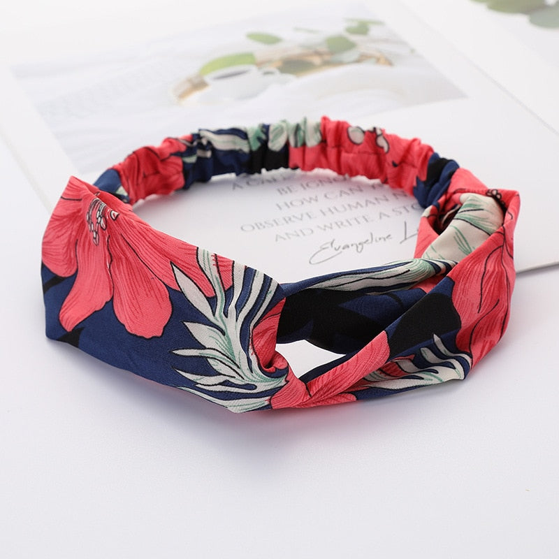 Women Cross Solid color Hair Bands Girls Print Flower Headbands Fashion Turban Make up Hair Accessories FD127