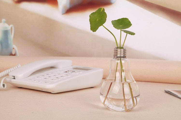 Home Decor Wedding Decoration Light Bulb Transparent Glass Vase Fashion Hydroponic Flower Vase Gifts Retro DIY