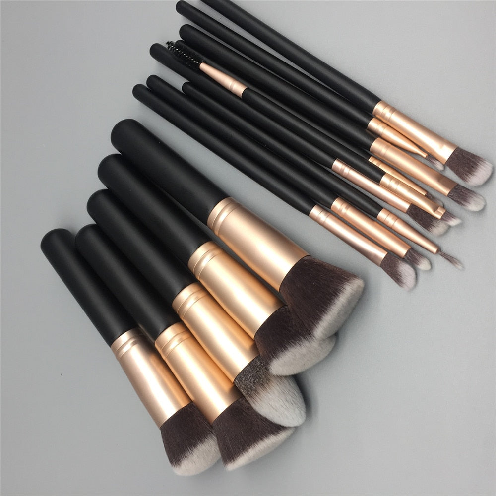 14pcs makeup brushes set for foundation powder blusher lip eyebrow eyeshadow eyeliner brush cosmetic tool