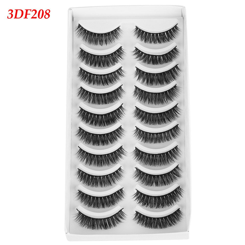 10 Pairs 3D Mink Hair False Eyelashes Natural Long Wispy Lashes Crisscross Eye Makeup Lashes Handmade 100% Cruelty-free Lashes