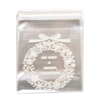 50Pcs 10x10cm Christmas Candy Cookie Gift Bags Plastic Self-adhesive Biscuits Snack Packaging Bags Xmas Party Decoration Favors