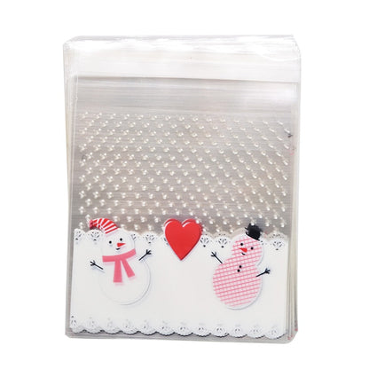 50Pcs 10x10cm Christmas Candy Cookie Gift Bags Plastic Self-adhesive Biscuits Snack Packaging Bags Xmas Party Decoration Favors