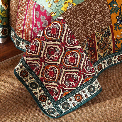 Yeknu Vintage Quilt Set 3PCS Patchwork Bedspread on the Bed Cotton Coverlet King Size Quilted Blanket on Bed Comforter