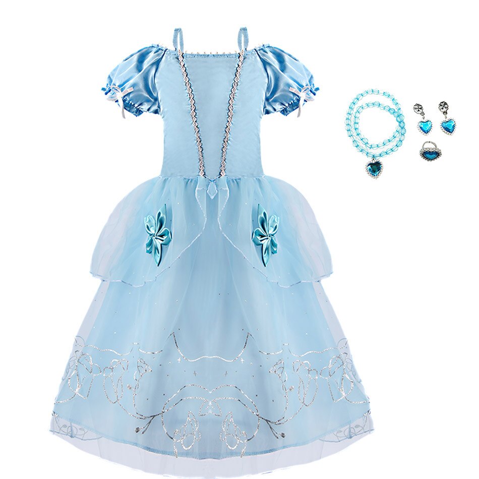 Children Makeup Fantasy Costume Cinderella Dress Girls Dress Up Cinderella Costume Baby Girl Princess Party Prom Evening Dress