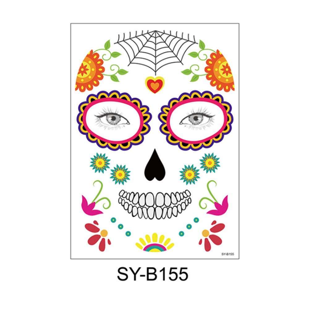 Waterproof Facial Makeup Sticker Special Face tattoo Day Of The Dead Skull Face Dress Up Halloween Temporary Tattoo Stickers