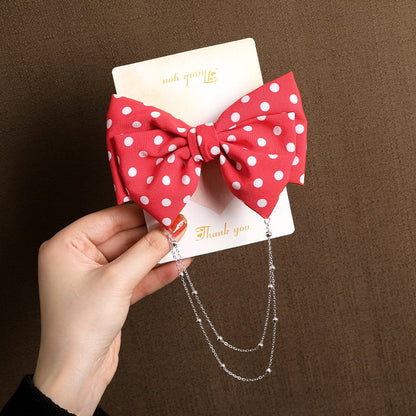 AWAYTR Tassel Elegant Vintage Bow Pearl Chain Hairpins Sweet Hair Decorate Headband Hair Clips For Fashion Hair Accessories