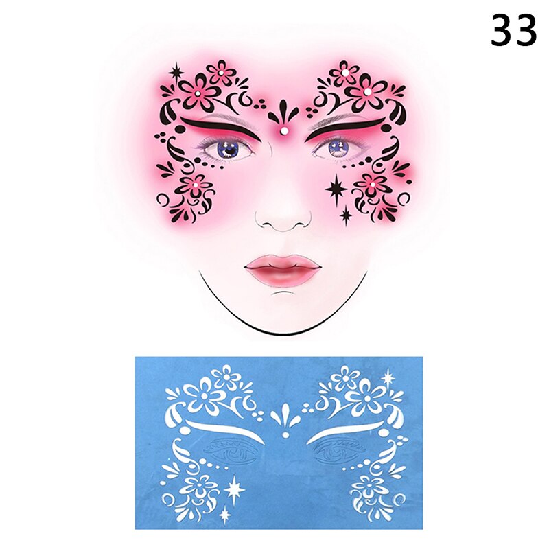 qgtao  New Eye Body Paint DIY Design Halloween Christmas Party Soft Face Paint Stencil Reusable Template Tattoo Painting Makeup Tool