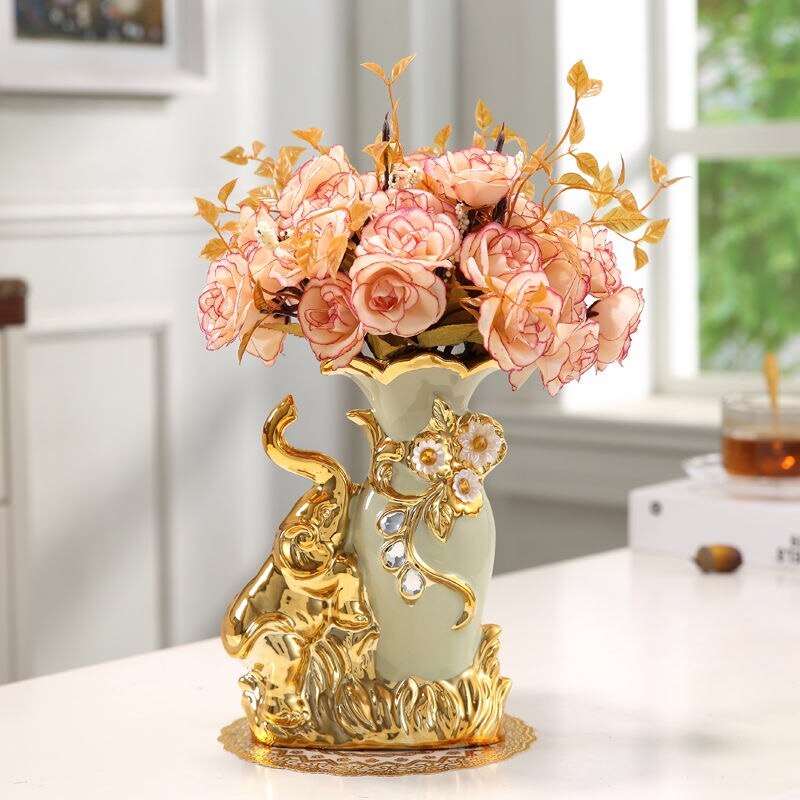 qgtao  Modern Minimalist Home Living Room Entrance Gold Glass Vase Light Luxury Wind Desktop Flower Container Decorations Ornaments