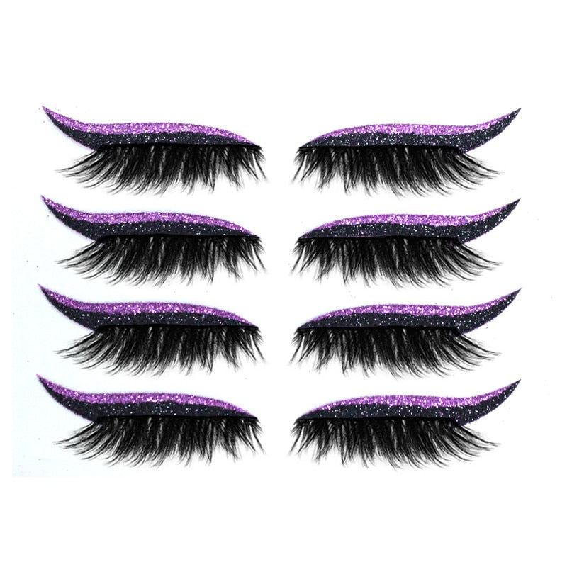 8 Pcs Eyeliner Stencils Eyelash Sticker Kit Makeup Fashion Reusable Eyes Sticker Shiny Eyeliner Stickers Lazy Shaping Tools Sets