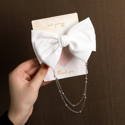 AWAYTR Tassel Elegant Vintage Bow Pearl Chain Hairpins Sweet Hair Decorate Headband Hair Clips For Fashion Hair Accessories