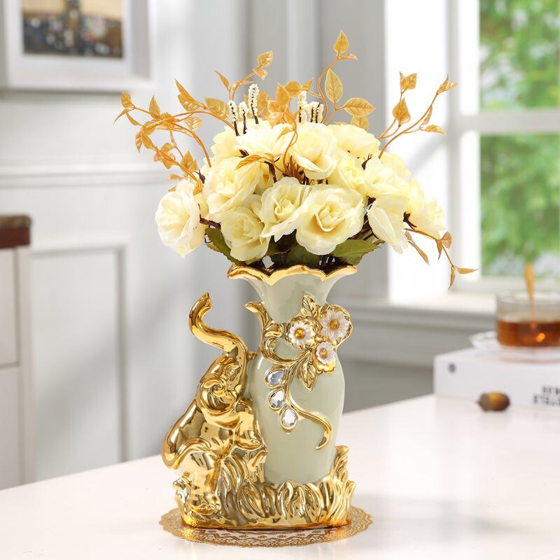 qgtao  Modern Minimalist Home Living Room Entrance Gold Glass Vase Light Luxury Wind Desktop Flower Container Decorations Ornaments