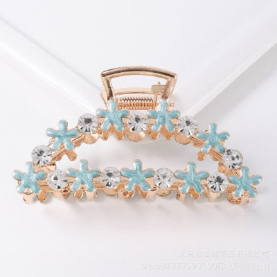 Hair Claw Clip Clamp For Women Girl Flower Floral Rhinestone Pearl Korean Handmade Fashion Head Accessories Mujer Wholesale