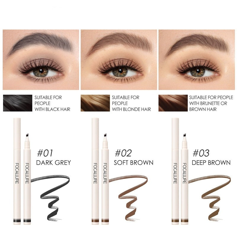 Eyebrow Pencil 4 Points Long Lasting Liquid Natural Eyebrow Tattoo Pen Waterproof High Quality Eye Makeup Cosmetics