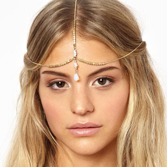 Bohemian Ethnic Forehead Head Chain Exotic Bride Party Wedding Accesories Headband Headpiece Afghan Indian Femme Hair Jewelry