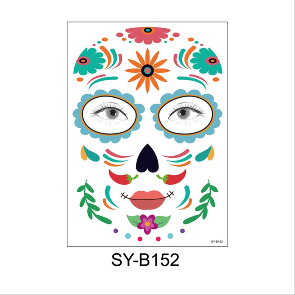 Waterproof Facial Makeup Sticker Special Face tattoo Day Of The Dead Skull Face Dress Up Halloween Temporary Tattoo Stickers