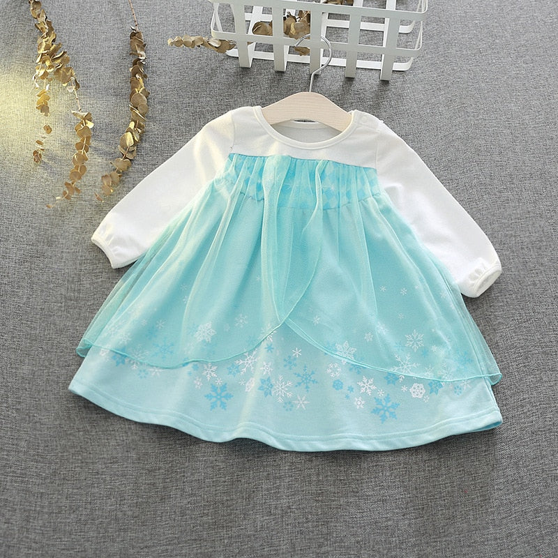 Baby Girls Snow Queen 2 Elsa Anna Sofia Casual Dress Kids Carnival Birthday Party Costume Children Elza Snow White Clothes