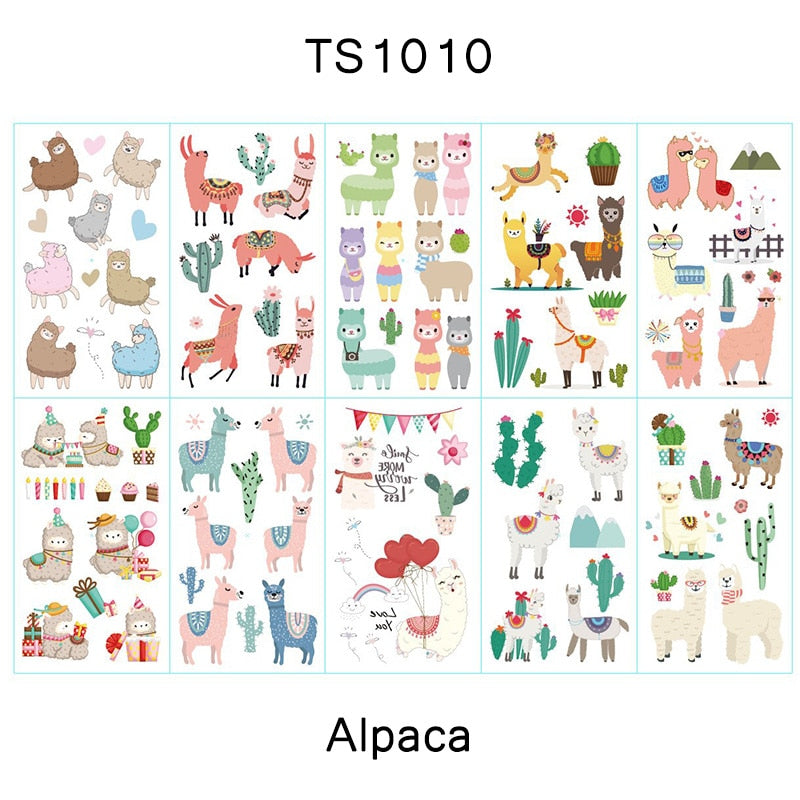 FlorVida 10pcs Kit 12*7cm Temporary Tattoo Stickers For Festival Kids Animal Ocean Space Flowers Spider Halloween Christmas Set