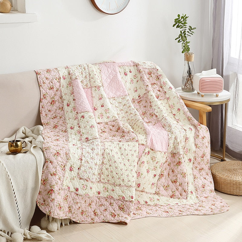 Yeknu Patchwork Cotton Bed Quilt 1PC Bedspread on the Bed CHAUSUB Coverlet for Summer Twin 150*200 Sofa Cover Floral Quilted Blanket