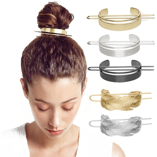 Alloy Round Hairpins Bun Cuff Vintage Leaf Hair Stick Set Bun Holder Women Hair Accessories Retro Hair Pins