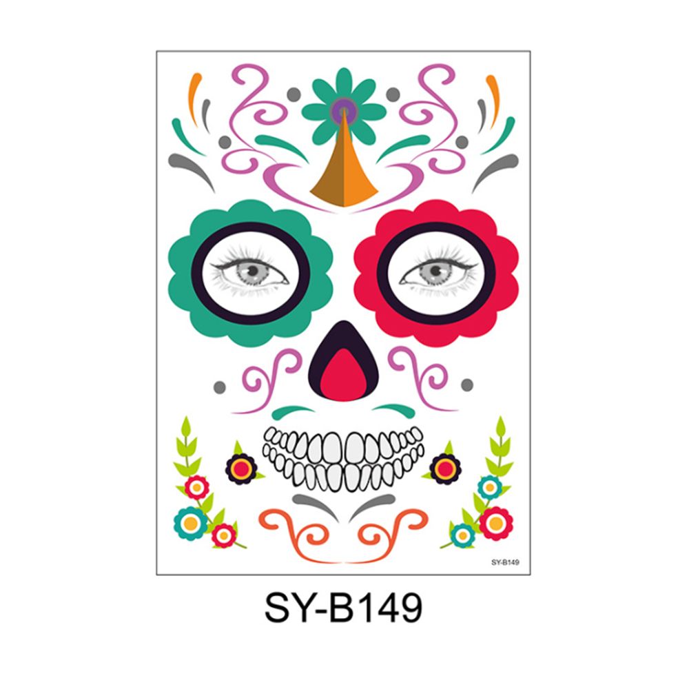 Waterproof Facial Makeup Sticker Special Face tattoo Day Of The Dead Skull Face Dress Up Halloween Temporary Tattoo Stickers