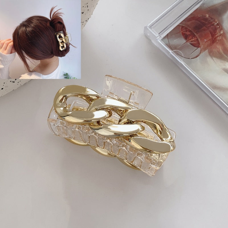 Simple Metal Hollow Out Geometric Hair Claw Ladies Elegant Hair Accessories Cross Crab Bath Clip For Women Fashion Girl Headwear