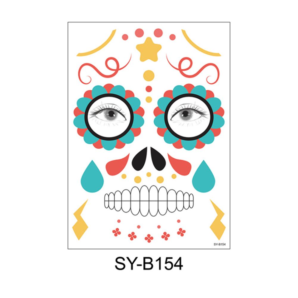 Waterproof Facial Makeup Sticker Special Face tattoo Day Of The Dead Skull Face Dress Up Halloween Temporary Tattoo Stickers