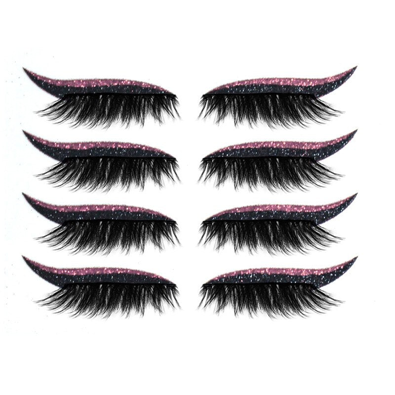 8 Pcs Eyeliner Stencils Eyelash Sticker Kit Makeup Fashion Reusable Eyes Sticker Shiny Eyeliner Stickers Lazy Shaping Tools Sets