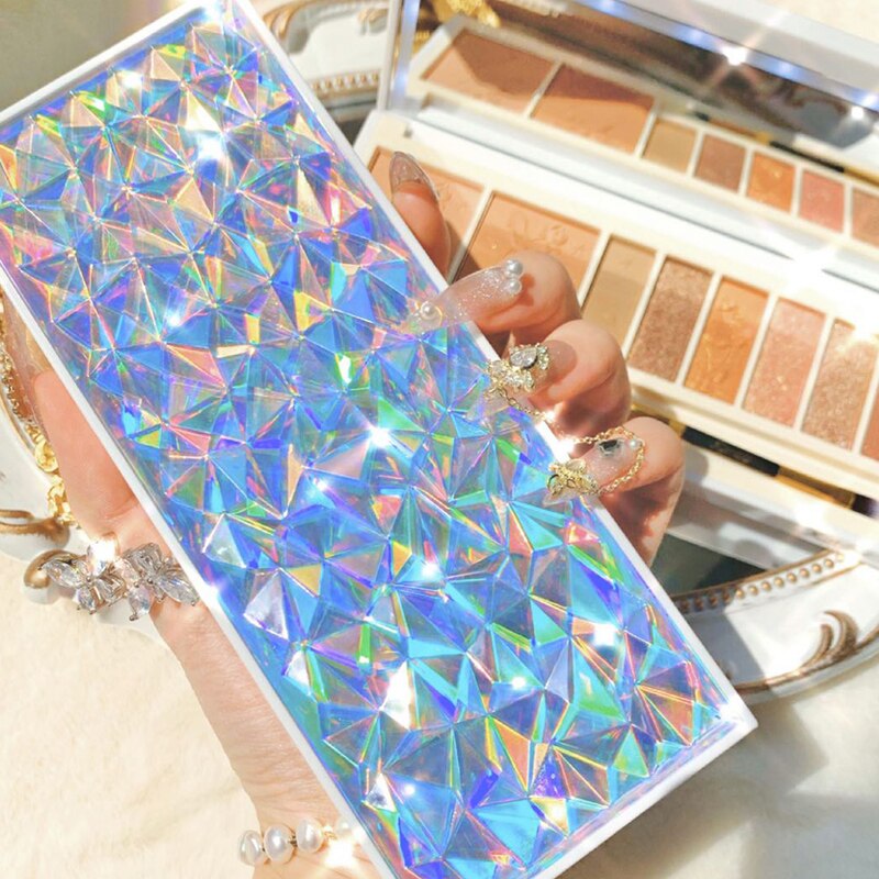 Starry Diamond 8 Colors Eyeshadow Palette Glitter Matte Shiny Eye Makeup Long Lasting Contour Powder Brighten Eye With LED Light