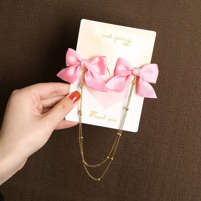 AWAYTR Tassel Elegant Vintage Bow Pearl Chain Hairpins Sweet Hair Decorate Headband Hair Clips For Fashion Hair Accessories