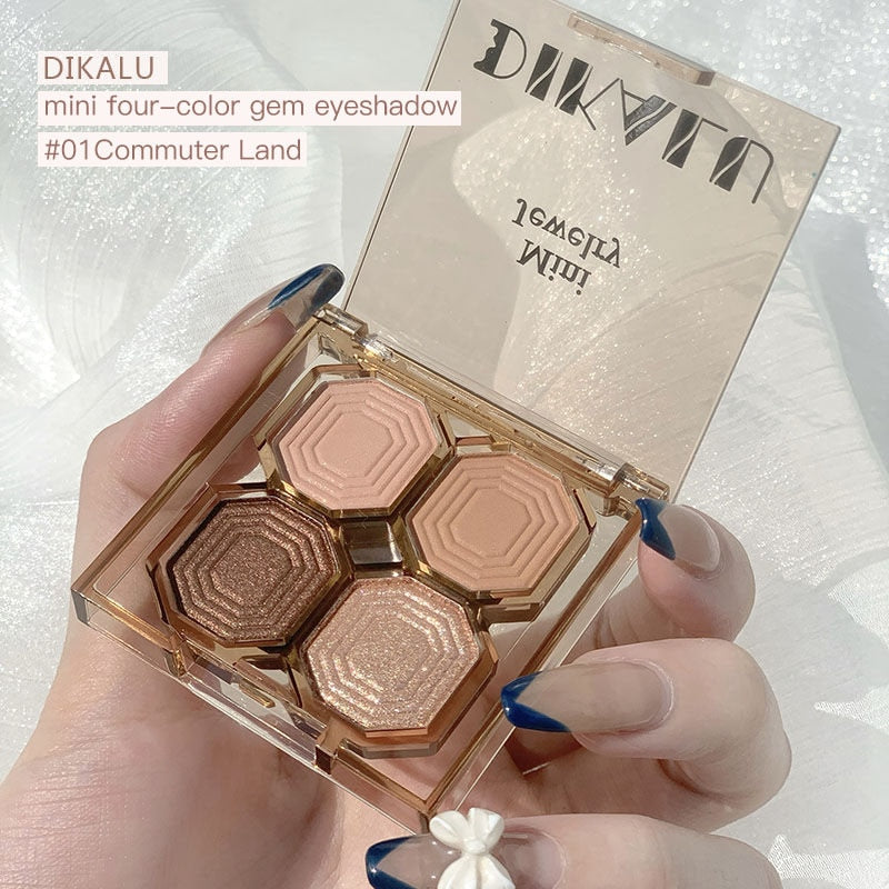 DIKALU Eye Makeup Four Colors Glitter Eyeshadow Palette Waterproof Long Lasting Eyeshadow Pigment Pallete Ins Popular Beauty