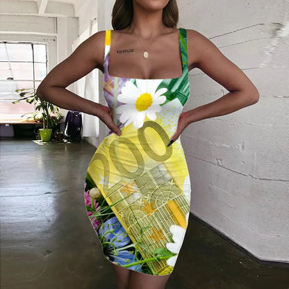 qgtao  Pigment Dress Women Graffiti Ladies Dresses Rose Pink Bodycon Dress Street Sundress Womens Clothing Party Vintage Beach