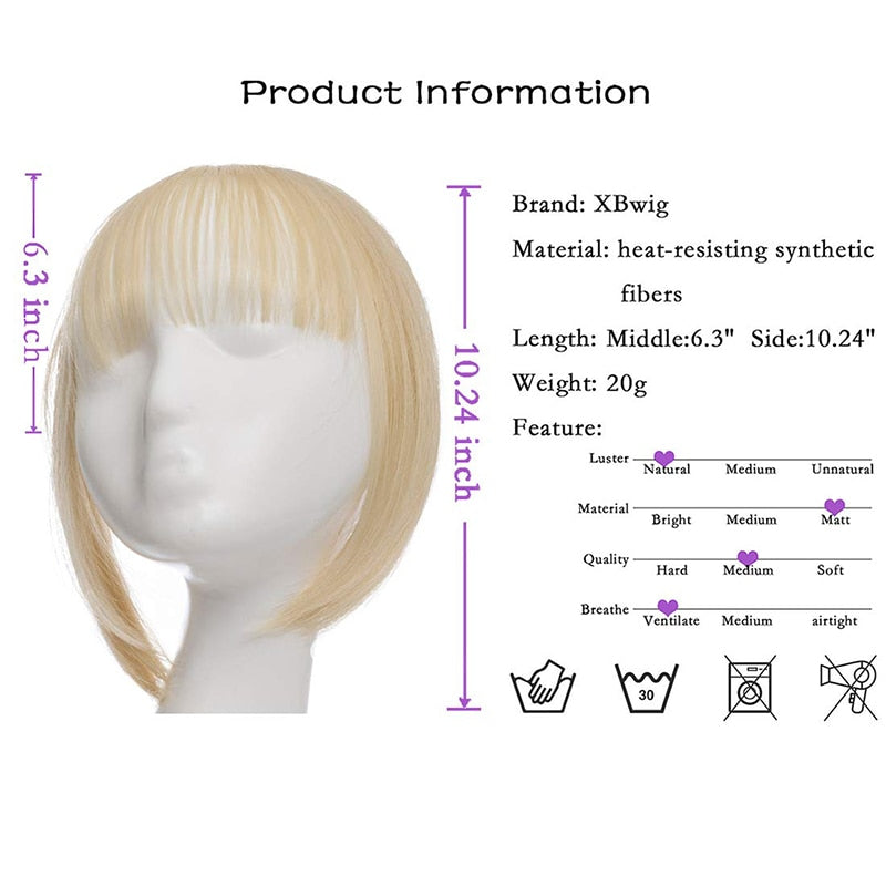 Shangzi Clip In Blunt Bangs Bang Hair Extension Synthetic Wig Fake Fringe Natural Hair Bangs Black L Brown Accessories Fake Hair