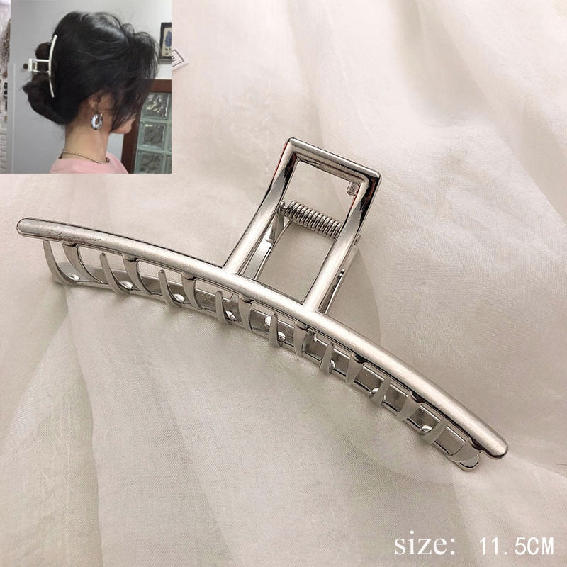 Simple Metal Hollow Out Geometric Hair Claw Ladies Elegant Hair Accessories Cross Crab Bath Clip For Women Fashion Girl Headwear