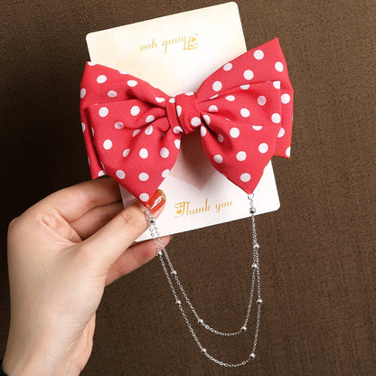 AWAYTR New Bow Pearls Chain Barrettes Hairpins For Women Rhinestone Spring Hair Clips Ribbon Headband Ponytail Hair Accessories