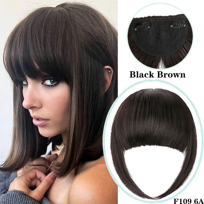 Shangzi Clip In Blunt Bangs Bang Hair Extension Synthetic Wig Fake Fringe Natural Hair Bangs Black L Brown Accessories Fake Hair