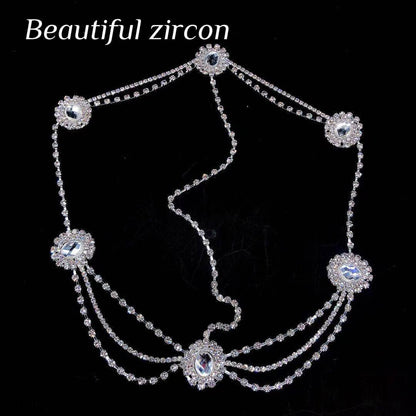 Bohemian retro women's Crystal Bridal Headband chain Bridal Wedding Crystal forehead Indian headband hair accessories