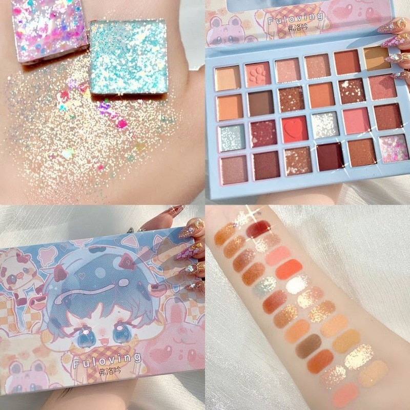 24 Cute Makeup Palettes Pearlescent Glitter Eyeshadow Palette Eye Color Beauty Waterproof Female Cosmetics Lasting Nature