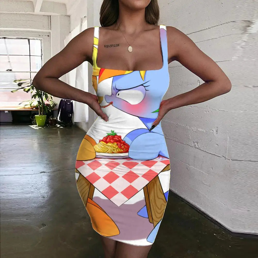 qgtao  Pigment Dress Women Graffiti Ladies Dresses Rose Pink Bodycon Dress Street Sundress Womens Clothing Party Vintage Beach