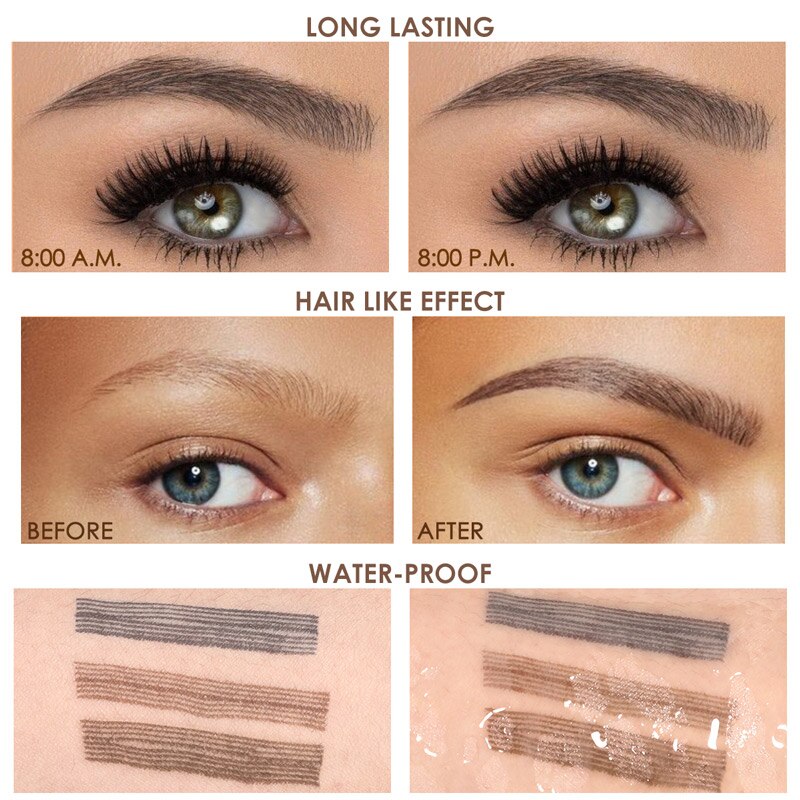 Eyebrow Pencil 4 Points Long Lasting Liquid Natural Eyebrow Tattoo Pen Waterproof High Quality Eye Makeup Cosmetics