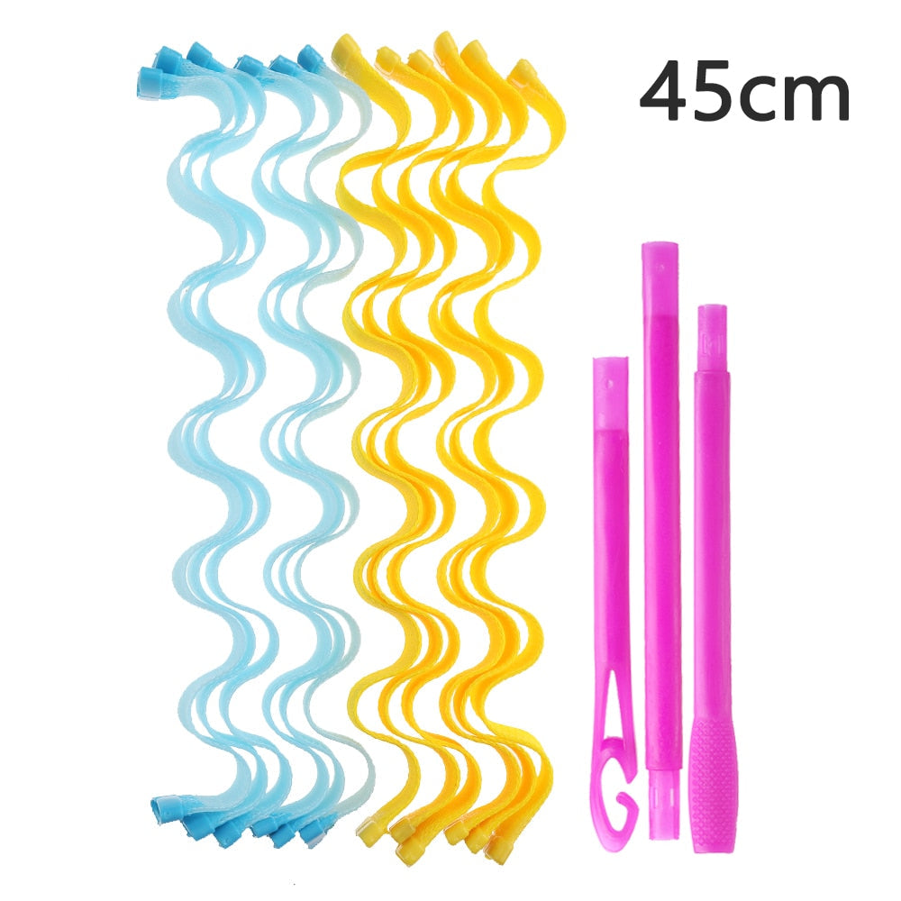 12PCS Magic Hair Curlers 25 30 45 50 65CM DIY Portable Hairstyle Rollers Sticks Durable Beauty Makeup Curling Hair Styling Tools