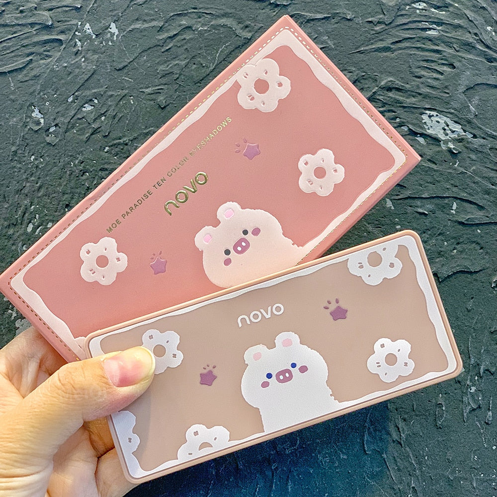 Cute Pets 10 colors Glitter Eyeshadow Palette Matte Shimmer Long Lasting Brighten Eyes Makeup Pallete Smooth Powder Korean Style