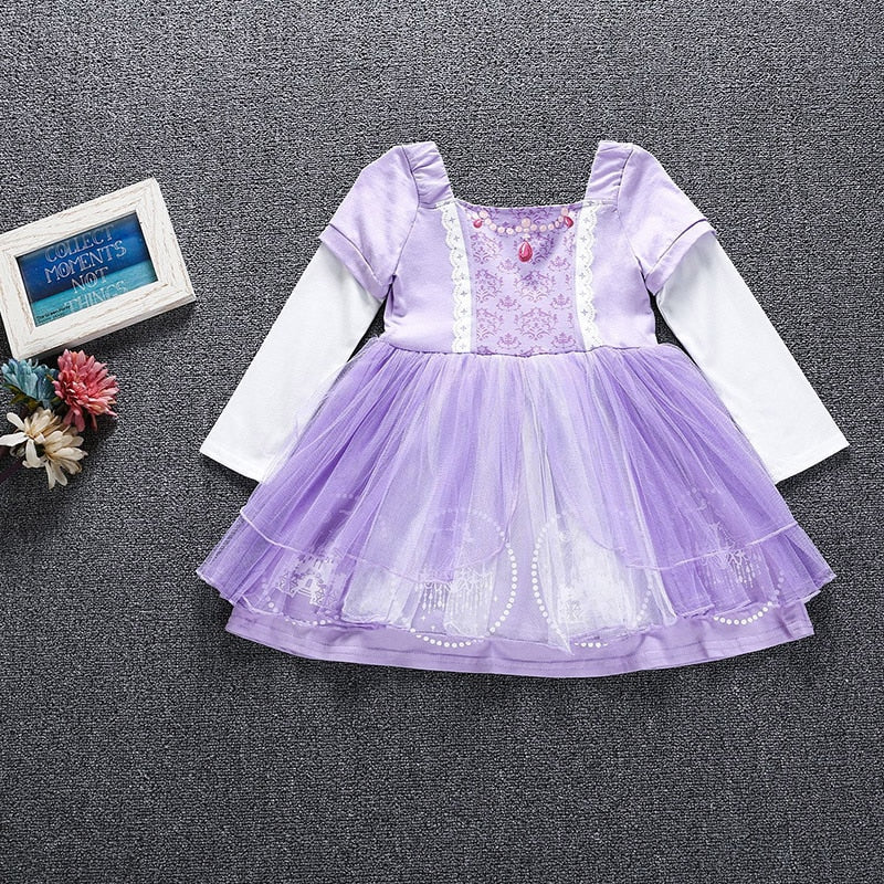 Baby Girls Snow Queen 2 Elsa Anna Sofia Casual Dress Kids Carnival Birthday Party Costume Children Elza Snow White Clothes