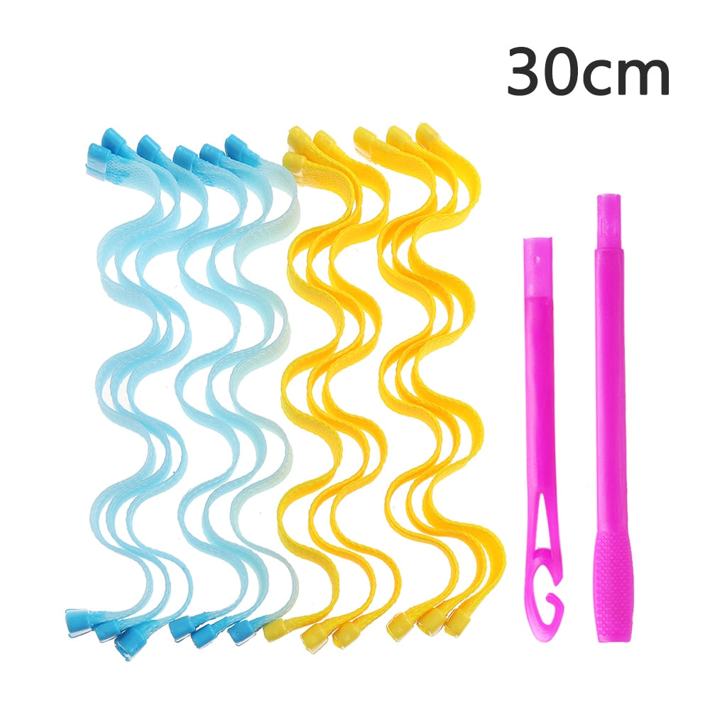 12PCS Magic Hair Curlers 25 30 45 50 65CM DIY Portable Hairstyle Rollers Sticks Durable Beauty Makeup Curling Hair Styling Tools