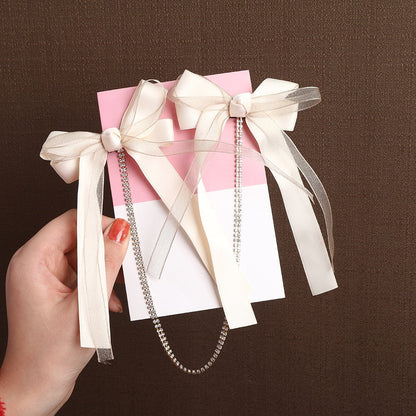 AWAYTR Tassel Elegant Vintage Bow Pearl Chain Hairpins Sweet Hair Decorate Headband Hair Clips For Fashion Hair Accessories