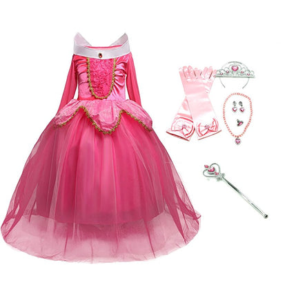 Children Aurora Dress Kids Halloween Sleeping Beauty Costume Girls Christmas Birthday Princess Party Ball Gown Clothes