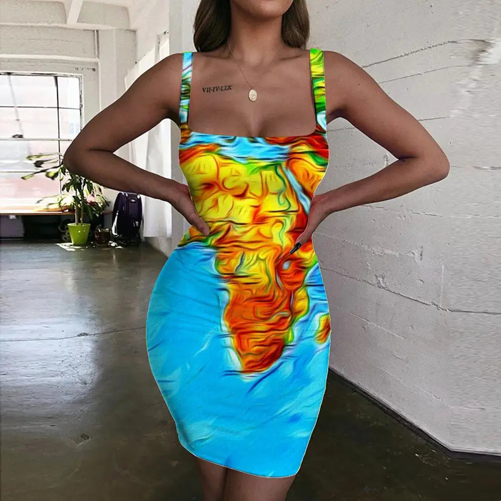 qgtao  Pigment Dress Women Graffiti Ladies Dresses Rose Pink Bodycon Dress Street Sundress Womens Clothing Party Vintage Beach