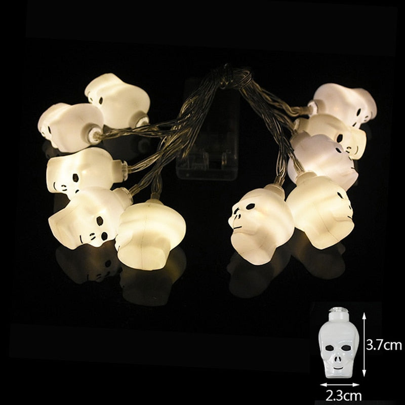 10LED Halloween Pumpkin Spider Bat Skull String Lights Lamp DIY Hanging Horror Halloween Decoration For Home Party Supplies