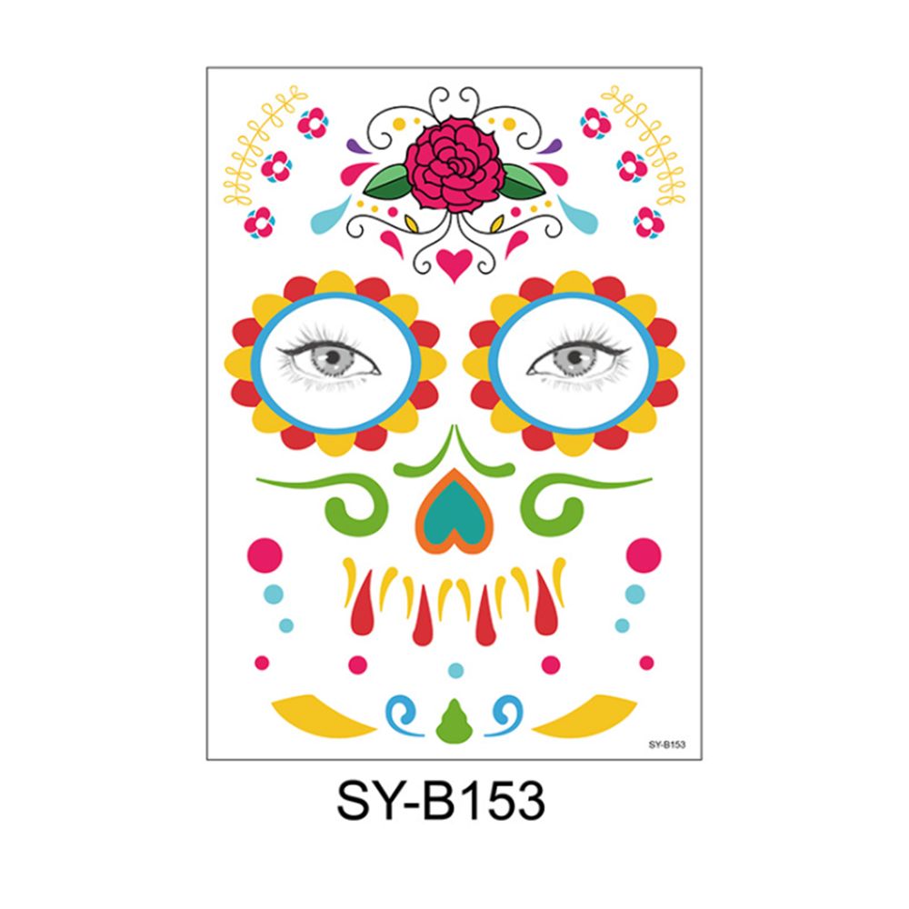 Waterproof Facial Makeup Sticker Special Face tattoo Day Of The Dead Skull Face Dress Up Halloween Temporary Tattoo Stickers