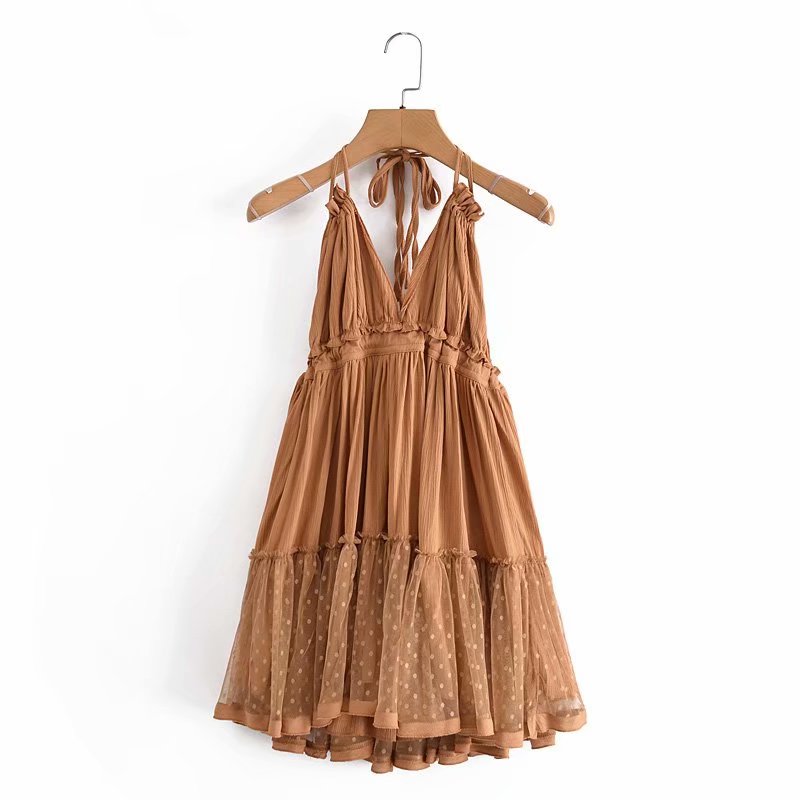 Boho Backless Lace Spliced Dress