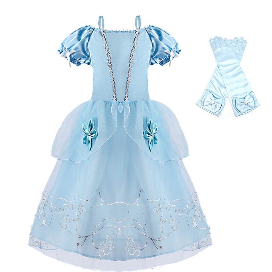 Children Makeup Fantasy Costume Cinderella Dress Girls Dress Up Cinderella Costume Baby Girl Princess Party Prom Evening Dress